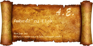 Ambrózy Elek névjegykártya